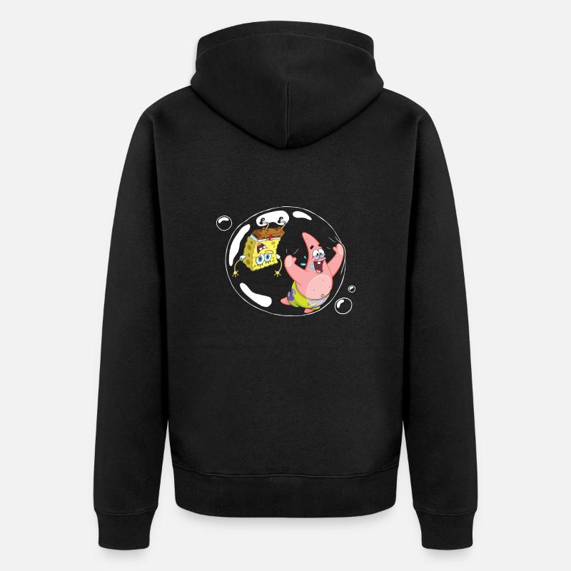Spongebob Schwammkopf Mit Patrick In Einer Blase - Unisex Premium Bio Zip Hoodie - Schwarz