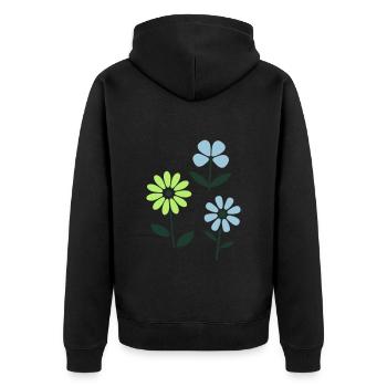 Bunte Blumen im Grafik-Stil - Unisex Premium Bio Zip Hoodie - Schwarz - Hinten - Nico (187cm)