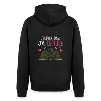 Je Peux Pas J'Ai Lecture - Veste à capuche bio Premium Unisexe - noir - Dos - Nico (187cm)