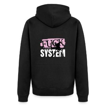 Fuck le système - Veste à capuche bio Premium Unisexe - noir - Dos - Nico (187cm)