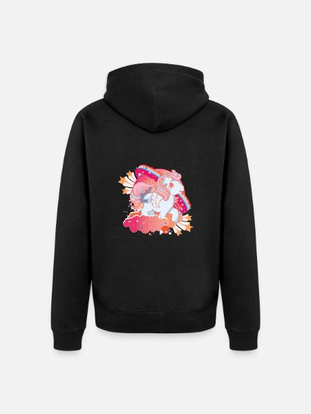 My Little Pony Retro stjerner og skyer med ponni - Premium økologisk unisex-hettejakke - svart