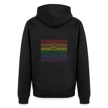 Thumbs Up bunt - Unisex Premium Bio Zip Hoodie - Schwarz - Hinten - Nico (187cm)