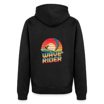 Wellenreiter Kitesurfen Design - Unisex Premium Bio Zip Hoodie - Schwarz - Hinten - Nico (187cm)
