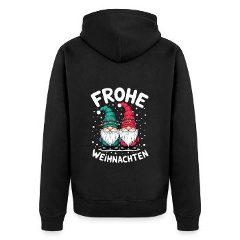 Gnom Frohe Weihnachten Wichtel niedlich Zwerg - Unisex Premium Bio Zip Hoodie - Schwarz - Hinten - Nico (187cm)