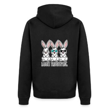 Rabbit Prototyping CAD Hasen aus dem 3D Drucker - Unisex Premium Bio Zip Hoodie - Schwarz - Hinten - Nico (187cm)