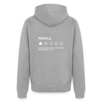 Note du public, 1 étoile - Veste à capuche bio Premium Unisexe - gris chiné - Dos - Nico (187cm)