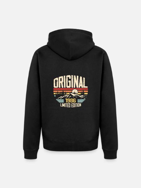 Nostalgisches 1986 Geburtstagsgeschenk 1986 - Unisex Premium Bio Zip Hoodie - Schwarz