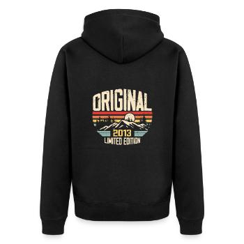 Nostalgic 2013 Birthday Gift 2013 - Unisex Premium Organic Zip Hoodie - black - Back - Nico (187cm)