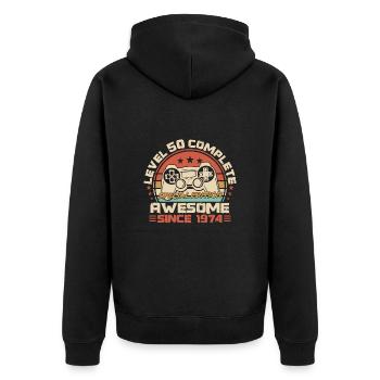 50. Geburtstag Gamer Jahrgang 1974 geboren - Unisex Premium Bio Zip Hoodie - Schwarz - Hinten - Nico (187cm)