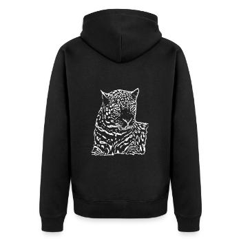 Leopard White - Unisex Premium Organic Zip Hoodie - black - Back - Nico (187cm)