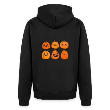 Jack O Lantern Pumpkin Face Retro Halloween - Unisex Premium Organic Zip Hoodie - black - Back - Nico (187cm)