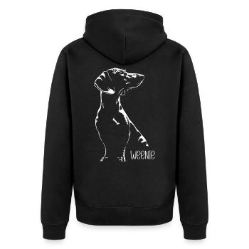 Weenie Dachshund Silhouette Hunde Hund Wilsigns - Unisex Premium Bio Zip Hoodie - Schwarz - Hinten - Nico (187cm)