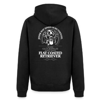 FLAT COATED RETRIEVER Schutzengel Wilsigns Hunde - Unisex Premium Bio Zip Hoodie - Schwarz - Hinten - Nico (187cm)