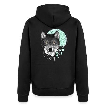 Wolf - Unisex Premium Bio Zip Hoodie - Schwarz - Hinten - Nico (187cm)