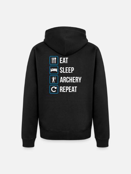 Eat Sleep Archery Repeat - Unisex Premium Organic Zip Hoodie - black
