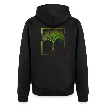 Mutter Natur - Rahmen 01 - Unisex Premium Bio Zip Hoodie - Schwarz - Hinten - Nico (187cm)