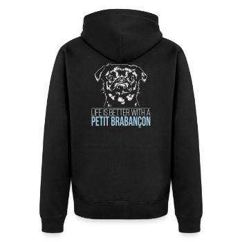 PETIT BRABANCON life better Hunde Spruch Wilsigns - Unisex Premium Bio Zip Hoodie - Schwarz - Hinten - Nico (187cm)