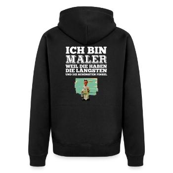 Maler Tshirt Maler Malermeister Prüfung Geschenk - Unisex Premium Bio Zip Hoodie - Schwarz - Hinten - Nico (187cm)