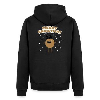 Lustiger Weihnachts Elch - Merry Christmas - Unisex Premium Bio Zip Hoodie - Schwarz - Hinten - Nico (187cm)