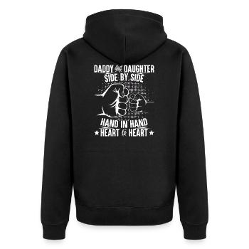 Daddy and daughter heart to heart - Unisex Premium Organic Zip Hoodie - black - Back - Nico (187cm)