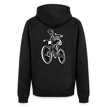 BMX / Mountain Biker 04_black white - Unisex Premium Organic Zip Hoodie - black - Back - Nico (187cm)