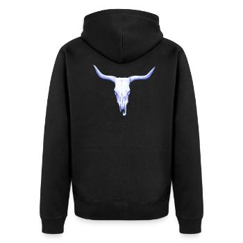 Bison Schaedel - Wild West Cowboy Rodeo Feeling - Unisex Premium Bio Zip Hoodie - Schwarz - Hinten - Nico (187cm)
