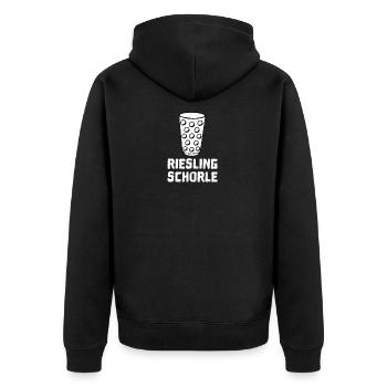 Rieslingschorle - Unisex Premium Bio Zip Hoodie - Schwarz - Hinten - Nico (187cm)
