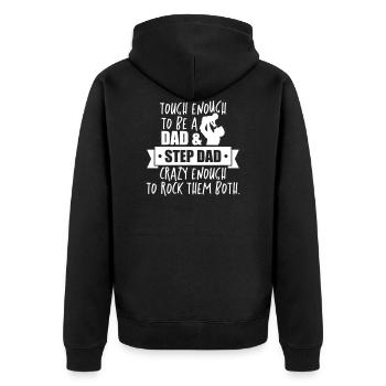 Worlds best stepdad - dad - daddy - fathers day - Unisex Premium Organic Zip Hoodie - black - Back - Nico (187cm)