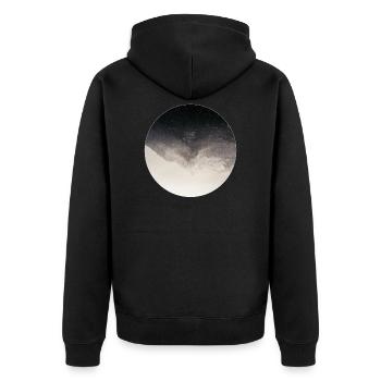 Berglandschaft im abstrakten Vintage Stil - Unisex Premium Bio Zip Hoodie - Schwarz - Hinten - Nico (187cm)
