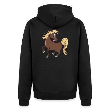 Cute horse pony - Unisex Premium Organic Zip Hoodie - black - Back - Nico (187cm)
