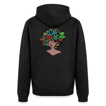 Afro Retro Disco 70s Shirt - Unisex Premium Bio Zip Hoodie - Schwarz - Hinten - Nico (187cm)