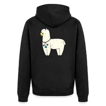 alpaca - Unisex Premium Organic Zip Hoodie - black - Back - Nico (187cm)