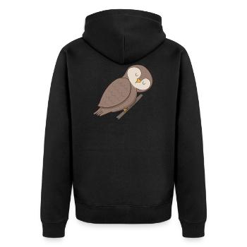 Eule Uhu - Unisex Premium Bio Zip Hoodie - Schwarz - Hinten - Nico (187cm)