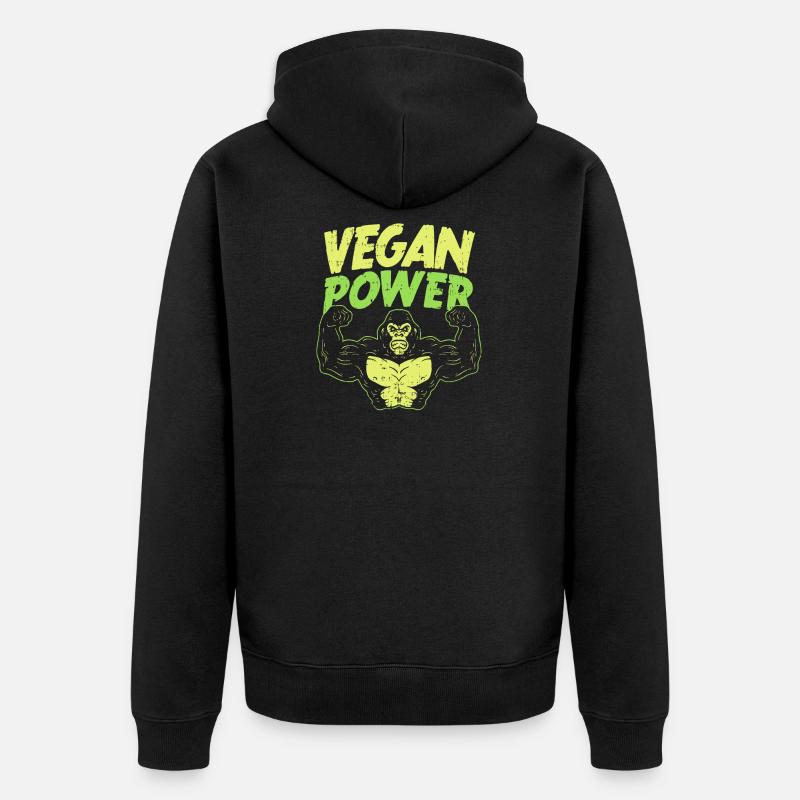 Vegan Power - Unisex Premium Bio Zip Hoodie - Schwarz
