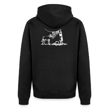 Zebra street art Kunst - Unisex Premium Bio Zip Hoodie - Schwarz - Hinten - Nico (187cm)