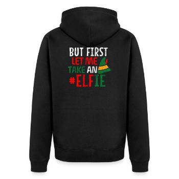 Elf Elfie pun - Unisex Premium Organic Zip Hoodie - black - Back - Nico (187cm)