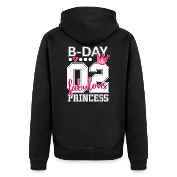 2ème anniversaire numéro 02 princesse - Veste à capuche bio Premium Unisexe - noir - Dos - Nico (187cm)