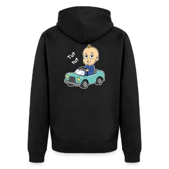 Baby Auto Geburt Schwangerschaft Shower - Unisex Premium Bio Zip Hoodie - Schwarz - Hinten - Nico (187cm)