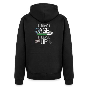 Alter Gamer Spieler Zocker Geburtstag Geschenk - Unisex Premium Bio Zip Hoodie - Schwarz - Hinten - Nico (187cm)