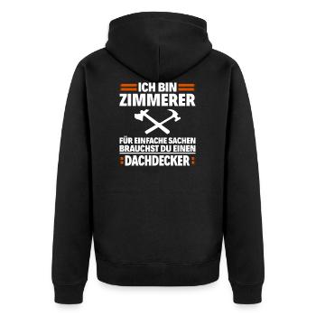 Zimmerer - Zimmermann - Unisex Premium Bio Zip Hoodie - Schwarz - Hinten - Nico (187cm)