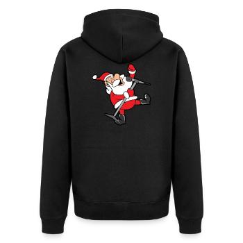 Weihnachtsmann - Unisex Premium Bio Zip Hoodie - Schwarz - Hinten - Nico (187cm)