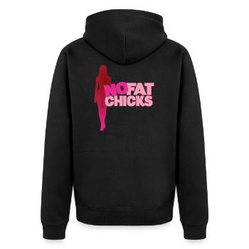 Keine dicken Frauen - Unisex Premium Bio Zip Hoodie - Schwarz - Hinten - Nico (187cm)