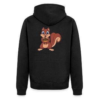 Squirrel - Unisex Premium Organic Zip Hoodie - black - Back - Nico (187cm)
