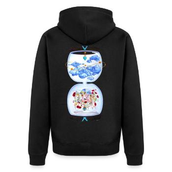 Der Hügel der Rosen - Unisex Premium Bio Zip Hoodie - Schwarz - Hinten - Nico (187cm)