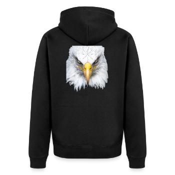 Eagle's Head - Unisex Premium Organic Zip Hoodie - black - Back - Nico (187cm)