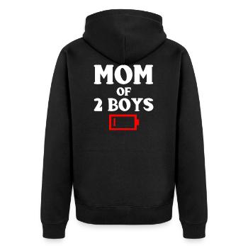 Müde Mutter von 2 jungen lustigen Mutter von zwei Söhnen - Unisex Premium Bio Zip Hoodie - Schwarz - Hinten - Nico (187cm)