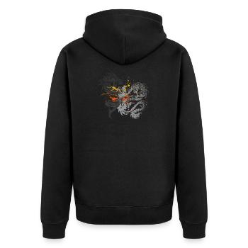 Drachenkampf - Tribal - Unisex Premium Bio Zip Hoodie - Schwarz - Hinten - Nico (187cm)