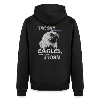 Adler Sprueche Geschenk Shirt - Unisex Premium Bio Zip Hoodie - Schwarz - Hinten - Nico (187cm)