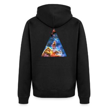 Weltraum Nebel Kosmos Galaxie Universum Weltall - Unisex Premium Bio Zip Hoodie - Schwarz - Hinten - Nico (187cm)