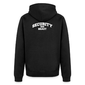 Security Der Braut T-Shirt Geschenk JGA - Unisex Premium Bio Zip Hoodie - Schwarz - Hinten - Nico (187cm)